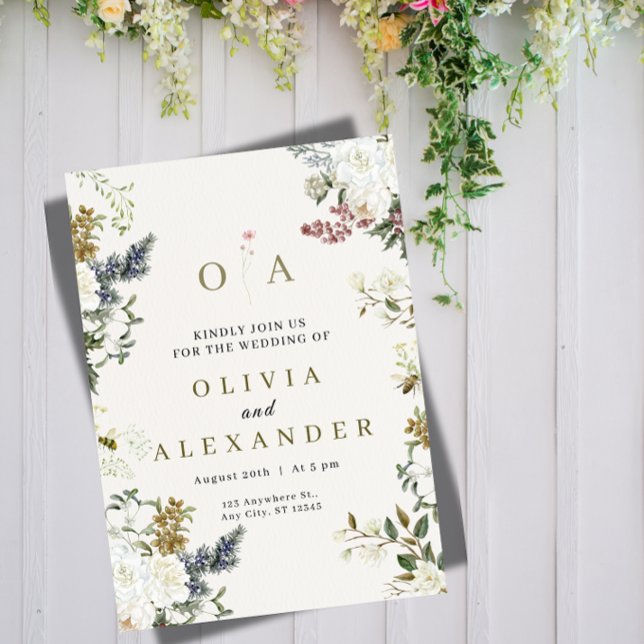 Convite Elegant Floral Wedding Invitation | Watercolor (Criador carregado)