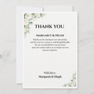Convite Elegant Floral Wedding Thank You Card