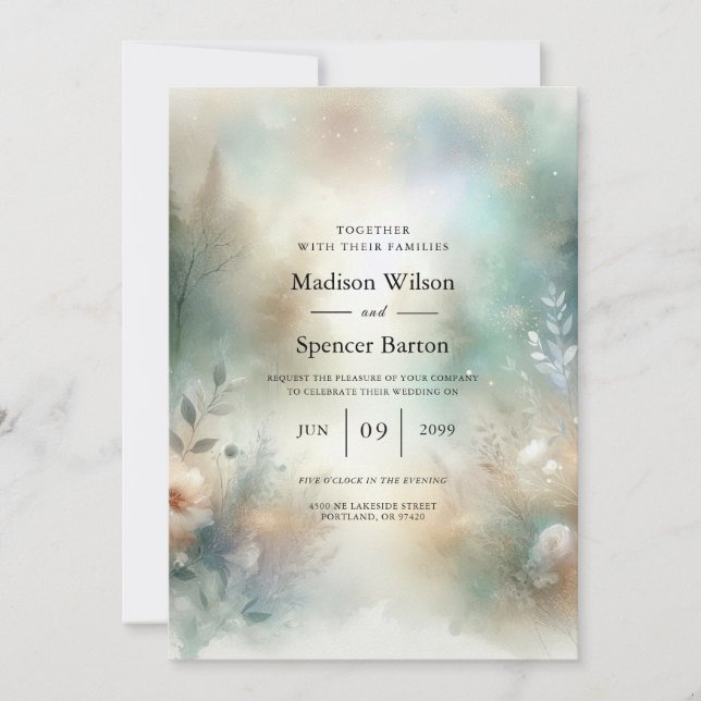 Convite Elegant Florals in a Woodland Realm Wedding (Frente)