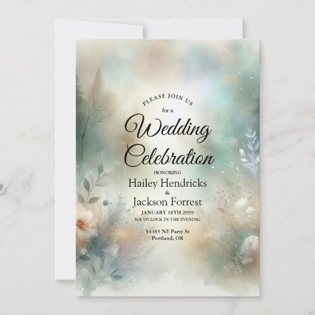Convite Elegant Florals in a Woodland Realm Wedding (Frente)