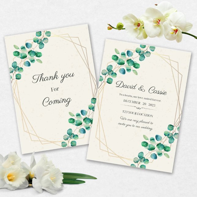 Convite Elegant Flower Wedding Invitation (Criador carregado)