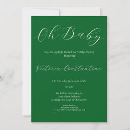Convite Elegant Forest Green Oh Baby Shower Invitation