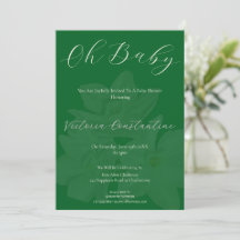 Elegant Forest Green Oh Baby Shower Invitation
