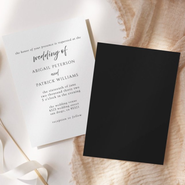 Convite Elegant Formal Black & White Wedding Invitation  (Criador carregado)