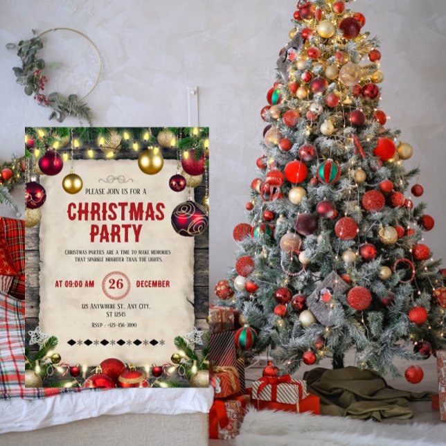 Convite Elegant Formal Christmas Party Invitation  (Set the tone for a night to remember. ✨ Our elegant Christmas party invitation is the perfect start )