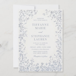 Convite Elegant French Floral Wedding Invitation