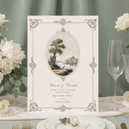 Convite Elegant French Vintage Chateau Wedding