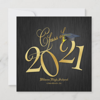 Convite Elegant Funky Gold Class of 2021 Graduation