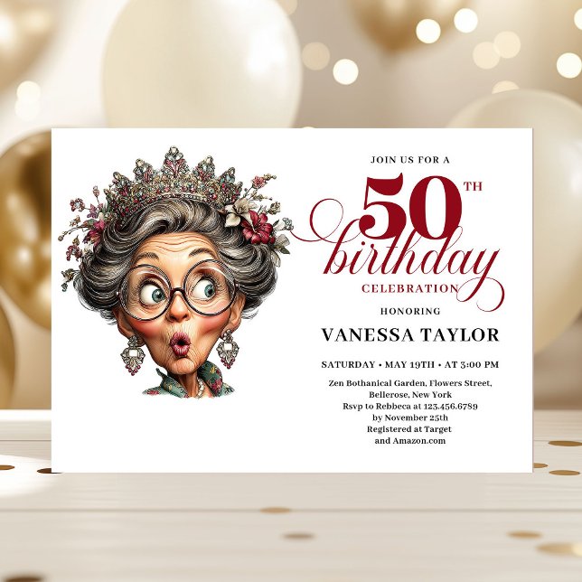 Convite Elegant Funny Lady 50th Birthday Humor Party  (Elegant Funny Lady 50th Birthday Humor Party Invitation

)