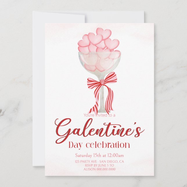 Convite Elegant Galentine's Day Invitation (Frente)