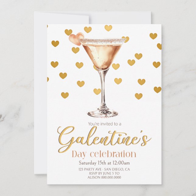 Convite Elegant Galentine's Day party Invitation (Frente)