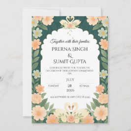 Convite Elegant Garden-Themed Wedding Invitation Template 