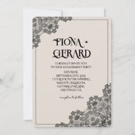 Convite Elegant Glamor Lace Engagement Party Invitation