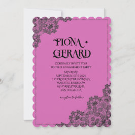 Convite Elegant Glamor Lace Engagement Party Invitation