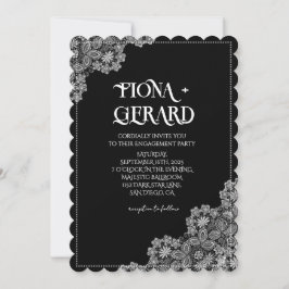 Convite Elegant Glamor Lace Engagement Party Invitation