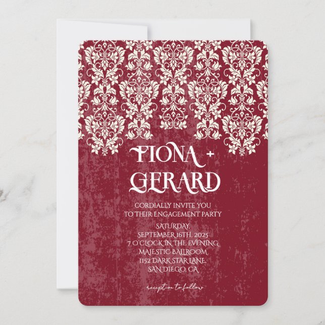 Convite Elegant Glamor Lace Engagement Party Invitation (Frente)