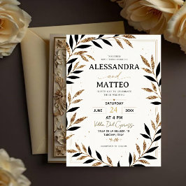 Convite Elegant Gold Botanical Black and Gold FloralLuxury