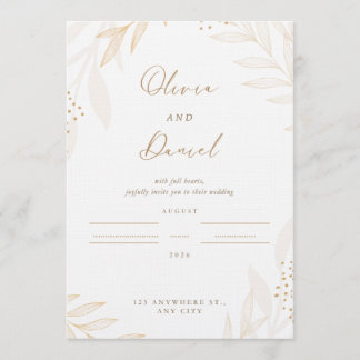 Convite Elegant Gold Botanical Wedding Invitation | Editab