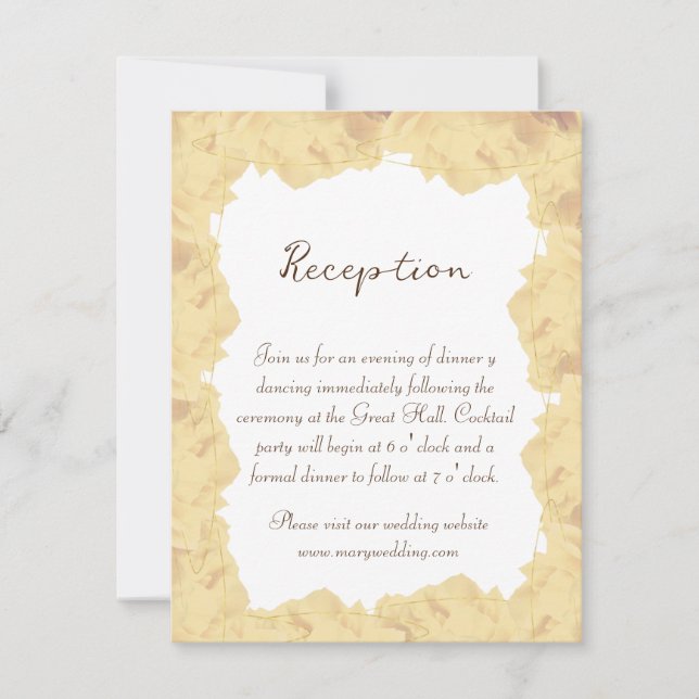 Convite elegant gold cream  roses (Frente)