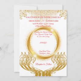 Convite Elegant Gold Design Wedding Invitation on White