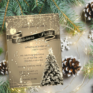 Convite Elegant Gold, Empresa de Árvore de Natal Festa de