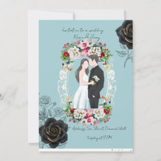 Convite Elegant Gold Floral Wedding Invitation