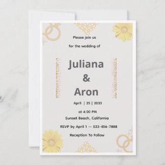Convite Elegant Gold Floral Wedding Invitation - Chic Gold
