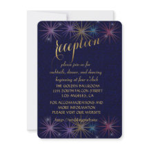 Elegant Gold Foil Blue Glitter Reception Enclosure
