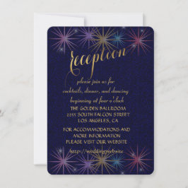 Convite Elegant Gold Foil Blue Glitter Reception Enclosure