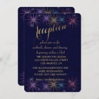 Elegant Gold Foil Blue Glitter Reception Enclosure