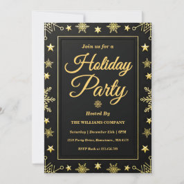 Convite Elegant Gold Foil Corporate Holiday Party