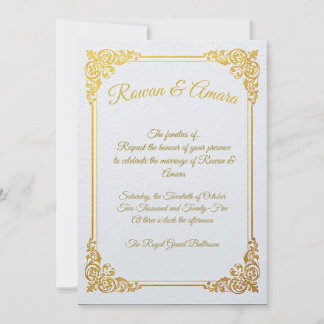 Convite Elegant Gold Foil Royal Wedding Invitation