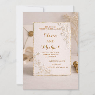 Convite Elegant Gold Foil Wedding Invitation