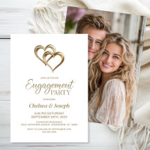Elegant Gold Hearts Engagement Party