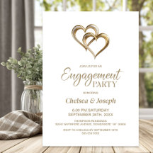 Elegant Gold Hearts Engagement Party