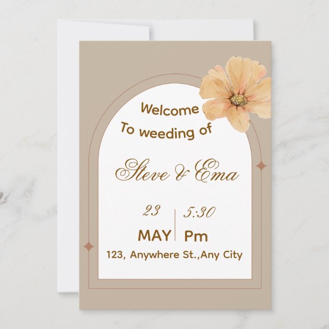Convite Elegant Gold Minimal Wedding Invitation | Simple & (Frente)
