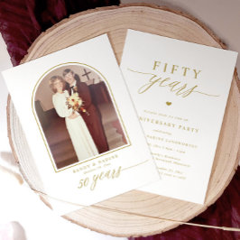 Convite Elegant Gold Script 50th Wedding Anniversary Party