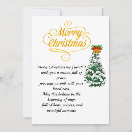 Convite Elegant Gold Script Merry Christmas Card with Tree