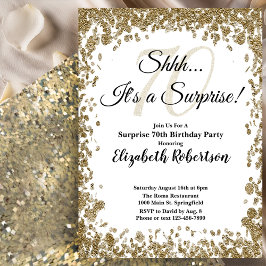 Convite Elegant Gold Surprise 70th Birthday Invitation