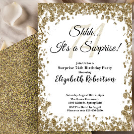Convite Elegant Gold Surprise 74th Birthday Invitation