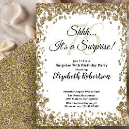 Convite Elegant Gold Surprise 76th Birthday Invitation