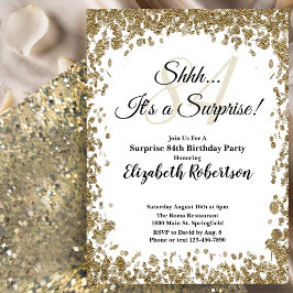 Convite Elegant Gold Surprise 84th Birthday Invitation