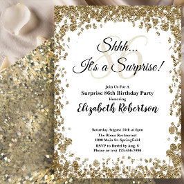 Convite Elegant Gold Surprise 86th Birthday Invitation
