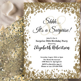 Convite Elegant Gold Surprise 88th Birthday Invitation