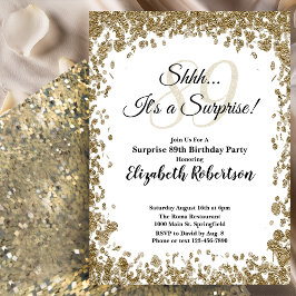 Convite Elegant Gold Surprise 89th Birthday Invitation