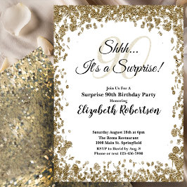 Convite Elegant Gold Surprise 90th Birthday Invitation