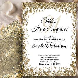 Convite Elegant Gold Surprise 91st Birthday Invitation