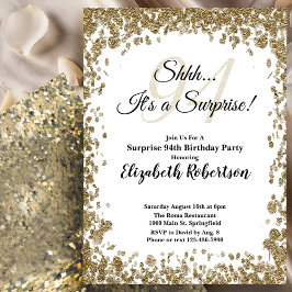 Convite Elegant Gold Surprise 94th Birthday Invitation