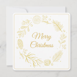 Convite Elegant Golden Leaves & Berries Christmas square