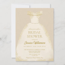 Elegant Golden Wedding Gown Dress Bridal Shower